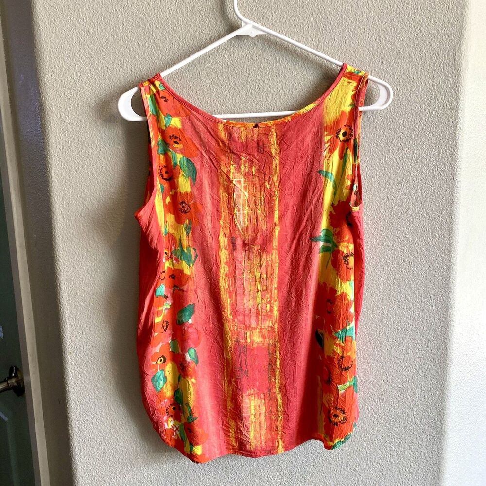 Jams World Vintage Fida Fire Daisy Hawaiian Sleeveless Blouse Women’s Size Small - Picture 4 of 6